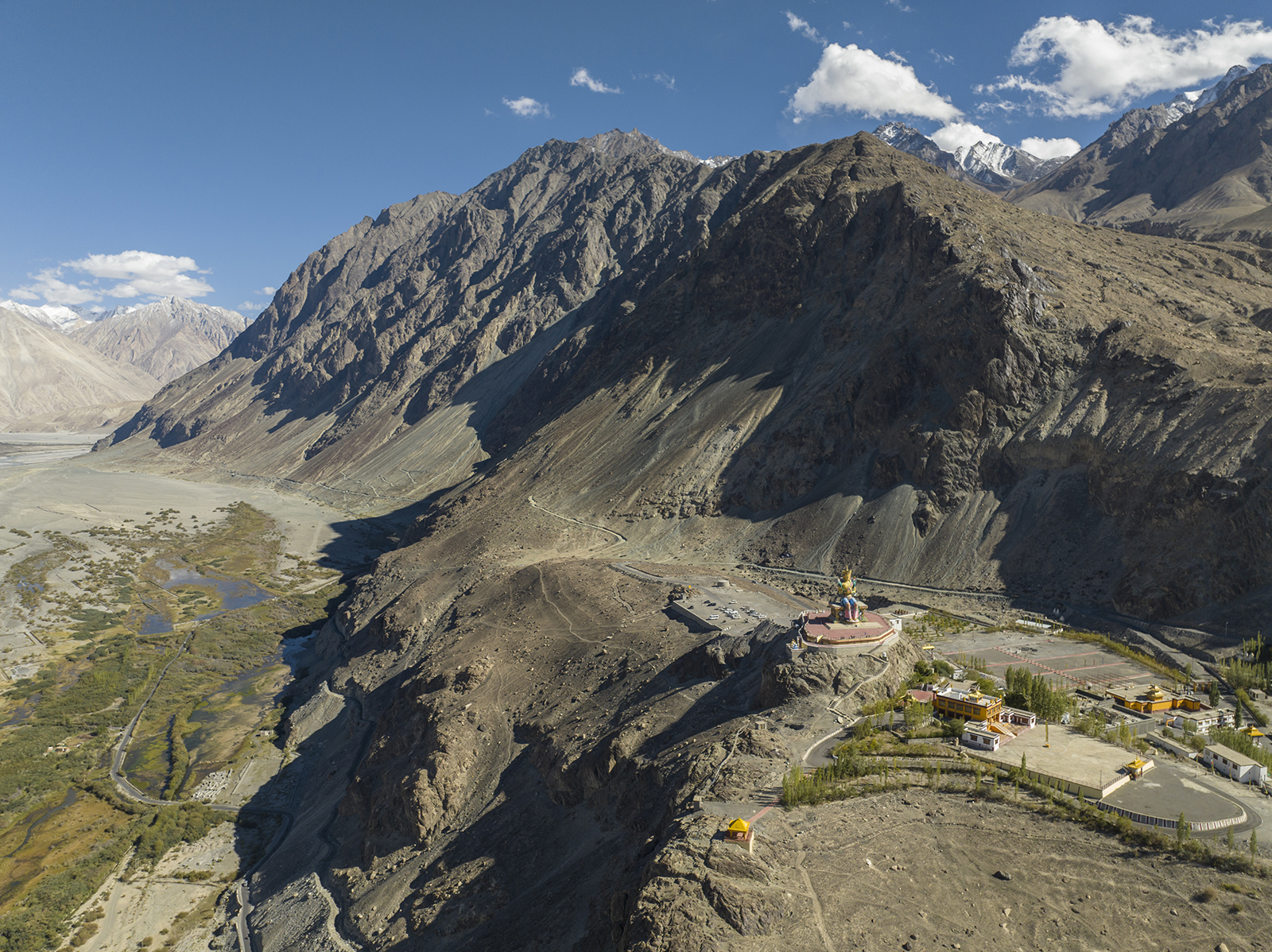 Diskit Monastery - Aerial Views of Nubra Vallery