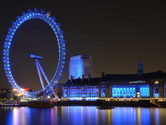 London Eye and London Aquarium by River Thames